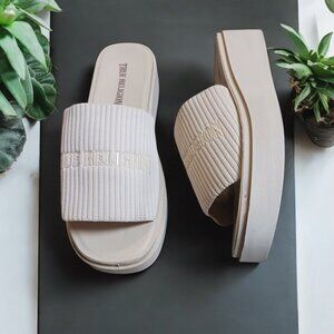 True Religion Jann Bone Platform Slides Women’s 7.5